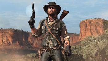 Nintendo Switch game cartridge for Red Dead Redemption by Creative Entertainment, featuring Western-themed artwork.