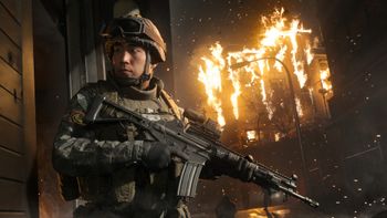 Call of Duty: Modern Warfare 4 Xbox Series X|S game cover featuring action scene, published by Creative Entertainment.