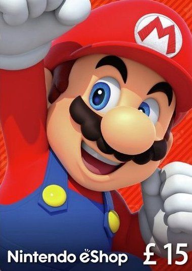 Creative Entertainment Nintendo eShop Card for UK, 15 GBP key, featuring colorful digital design and branding.